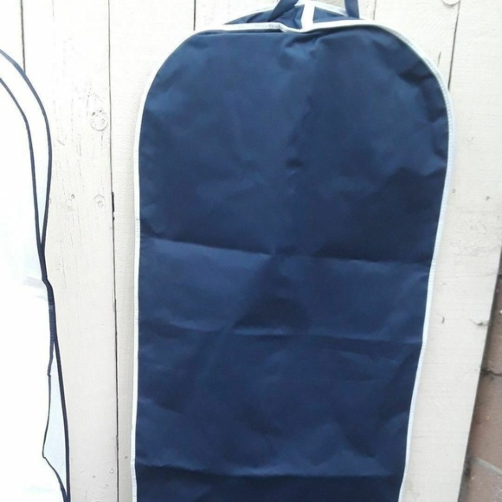 2 Oscar De La Renta Navy Travel garment bag 71" & 52" + Red Tan Vanity bag New - Picture 4 of 7